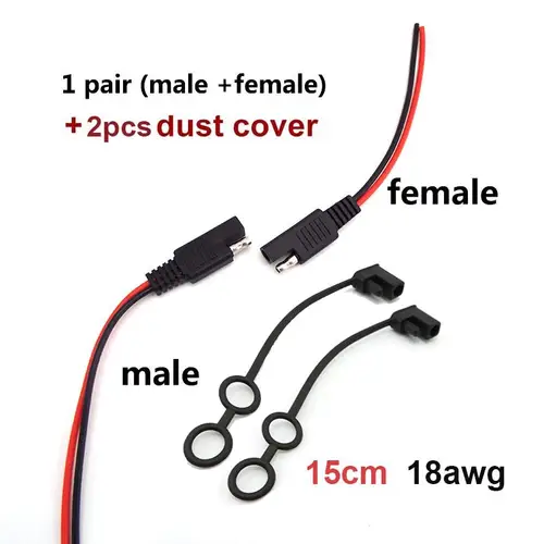 DIY SAE 12V 18AWG 15CM Power Automotive Extension Cable Male Female Plug Wire Connector Cable - Image 8