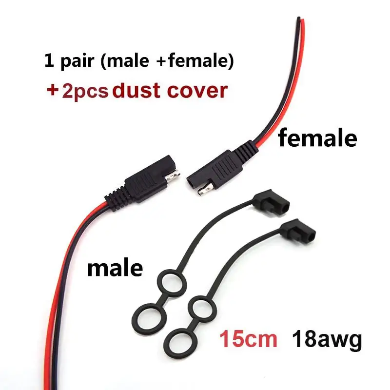 DIY SAE 12V 18AWG 15CM Power Automotive Extension Cable Male Female Plug Wire Connector Cable - Image 8