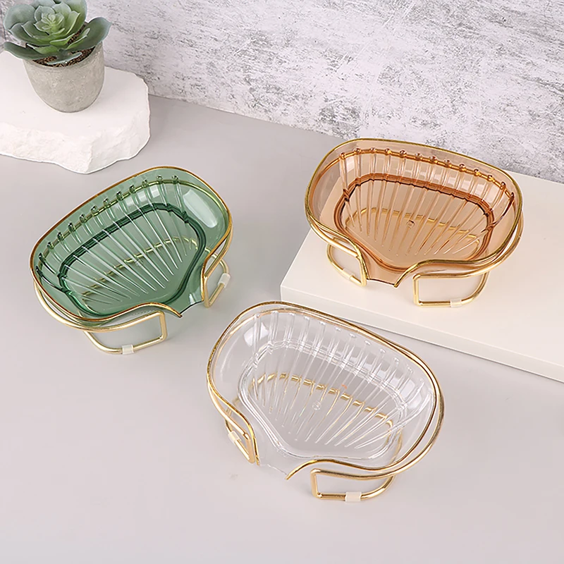 Bathroom Soap Dish Light Luxury Toilet Shower Soap Case With Drain Holder Storage Case Tray Container Bathroom Gadgets