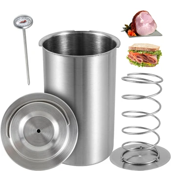 304 Stainless Steel Ham Press Maker Machine With Thermometer Multifunctional Round Shape Homemade Deli Meat Press Marker