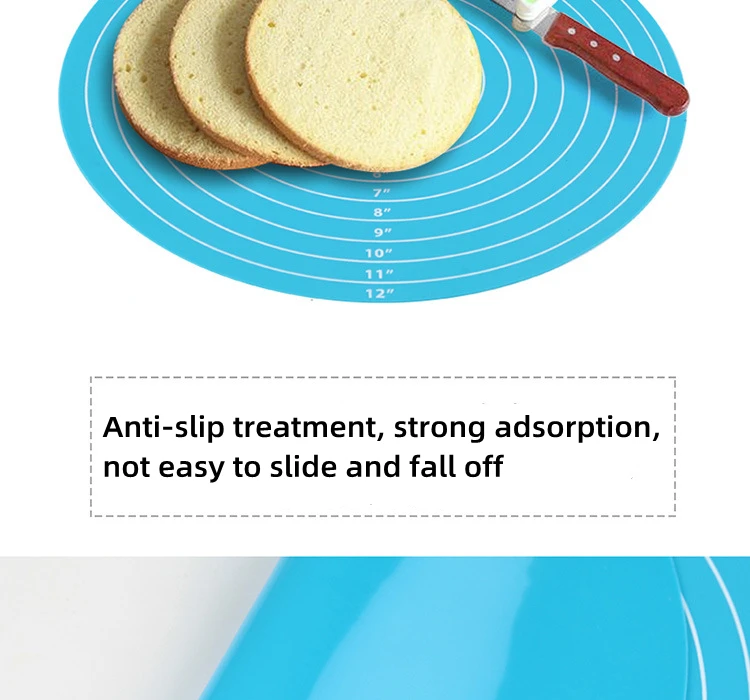 Round Silicone Baking Mat Non-Slip Pastry Turntable Nonstick Dough Kneading Pad