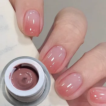 1 scatola di smalto gel per pittura rosa pesca Pat Texture opaca Colla per tappare le unghie con 1 cuscino d'aria Soak Off Smalto per unghie UV LED