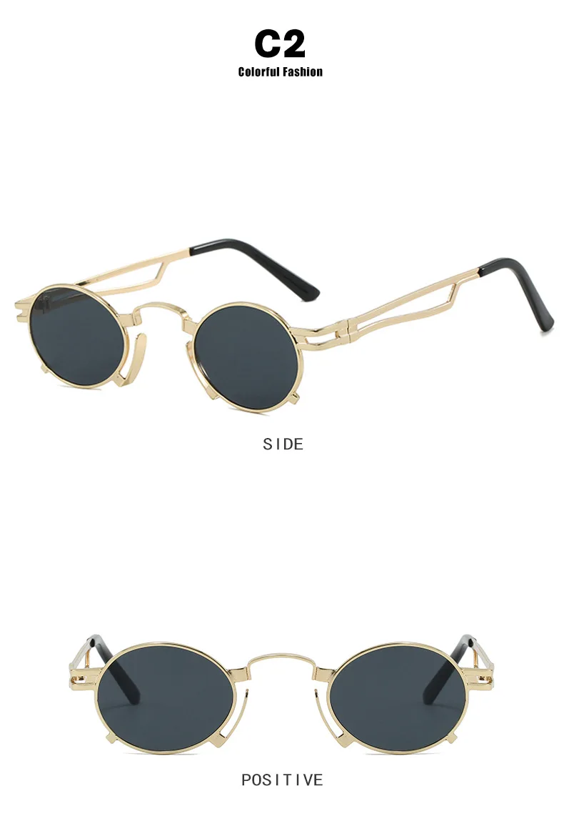 Punk Kleine Metall Runde Rahmen Frauen Sonnenbrille Luxus Marke Designer Männer Sonnenbrille Outdoor Sport Reise Brillen UV400 Unisex – Detail 11
