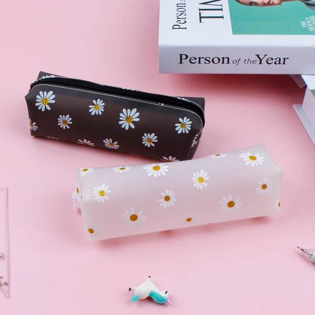 Lovely simple transparent letter octagonal pencil case small fresh