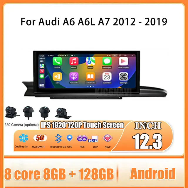 아우디 A6 A6L A7 차량을 위한 첨단 자동차 액세서리: 12.3 인치 안드로이드 14 터치 스크린 아우디 A6 A6L A7 차량을 위한 첨단 자동차 액세서리: 12.3 인치 안드로이드 14 터치 스크린