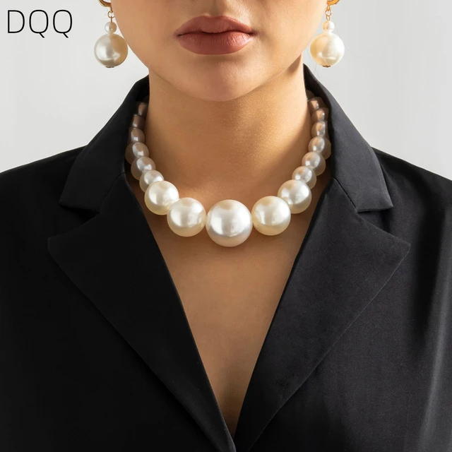 Pearl Clan2023 Trendy Pearl Necklace & Earring Set For Women