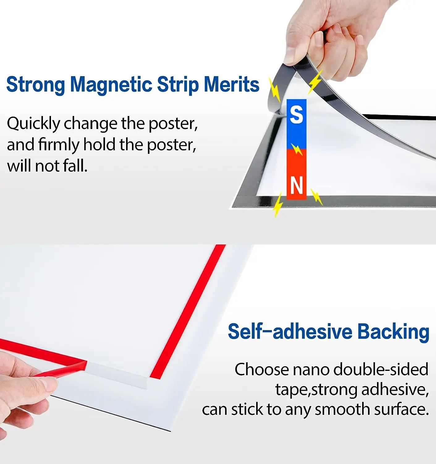 A4 Magnetic Photo Frame 8x12in Rubber Self Adhesive Soft Picture Frame Document Canvas Painting Shop Window Advertising 1/5pcs