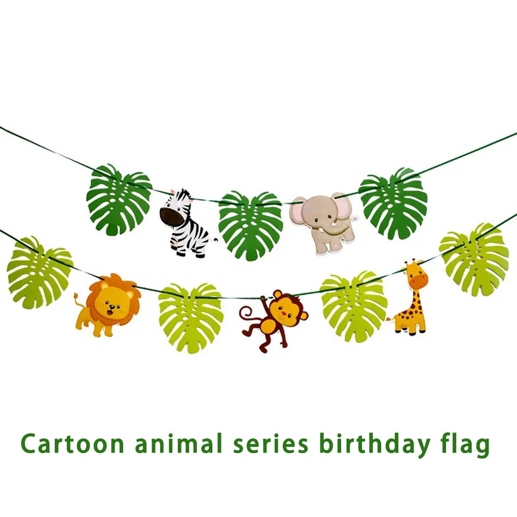 

Happy Birthday Banner Cartoon Animal Shape Home Banners Accessories