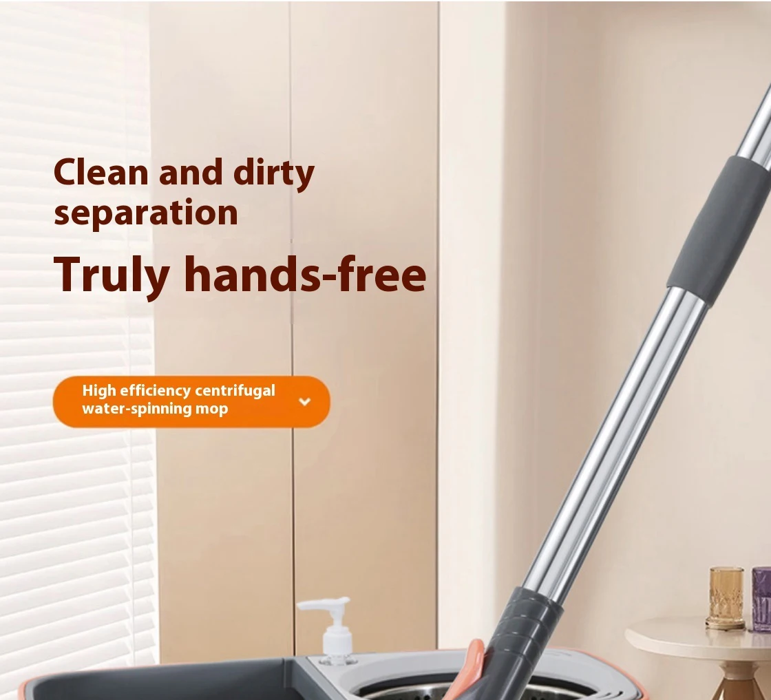 Neue abnehmbare Doppeleimer-Mopp-Spin-Mopp-Eimer-Sets 360°-Drehmopp für die Bodenreinigung Wiederverwendbare Mikrofaserköpfe Home Lazy Mop_voghion.com