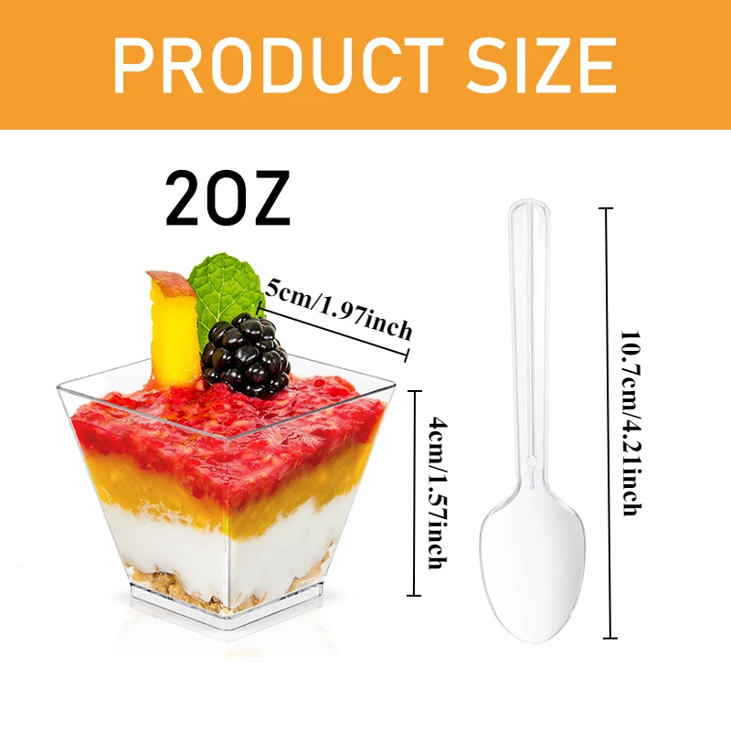Transparent Dessert Cups 100Pack For Kitchen Mousse Jelly Shooter Pudding Fruit Ice Cream dessert cups
