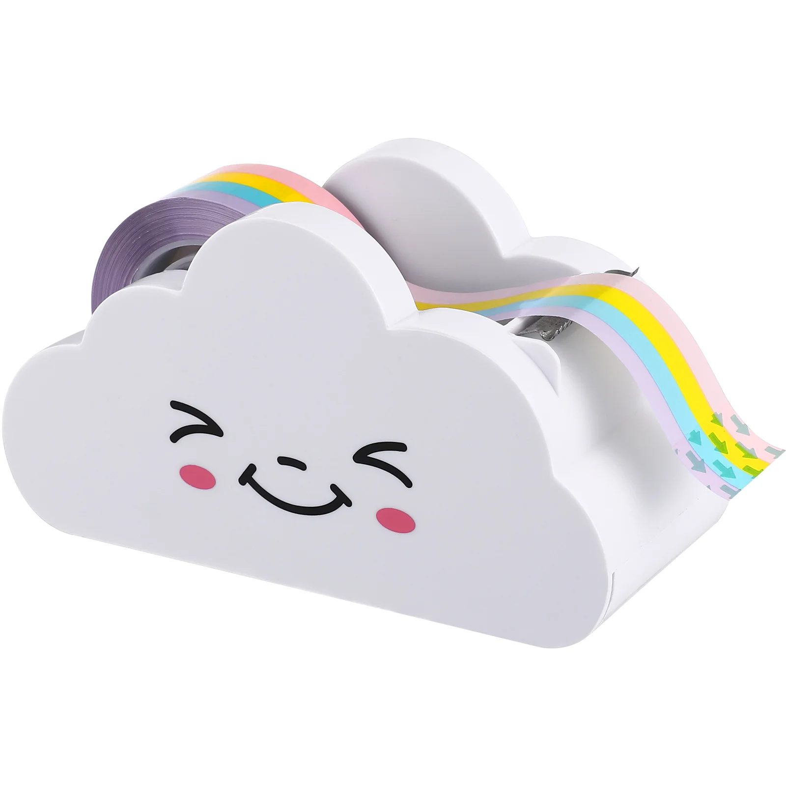 Portable Creative Practical Stationery Supply Lovely Desk Tape Dispenser with Rainbow Tape Rainbow Tape with Tape Dispenser
