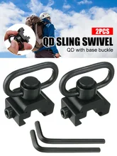 

2Pcs QD Sling Swivels Heavy Duty Quick Detach/Release Push Button Swivels with Loop Easy to Use Firm Locking 360° Rotatable