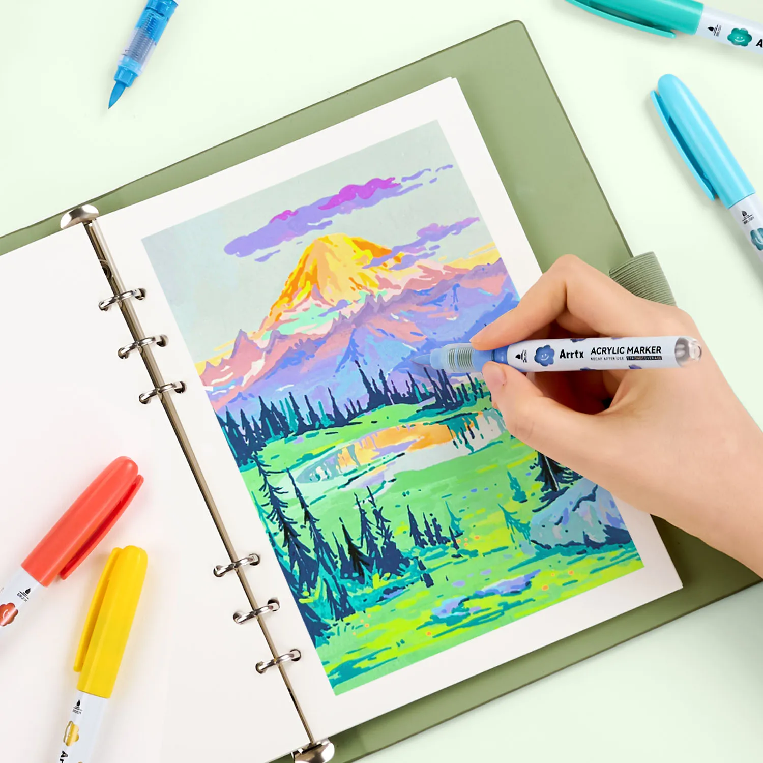 Arrtx Paint Marker Pens, 36 Colors Permanent Acrylic Marker Brush