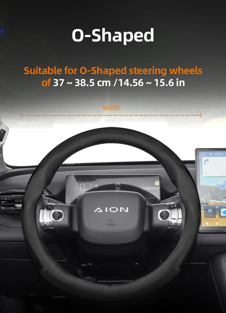 Geeignet für Aion Perforierte Leder-Lenkradabdeckung, ultradünn und atmungsaktiv, geeignet für Y Plus V Hyptec Ht Es Schwarzes, rotes, Mokka- und braunes Autozubehör für Ut Hyper Ssr Gt und andere Modelle. – Detail 4