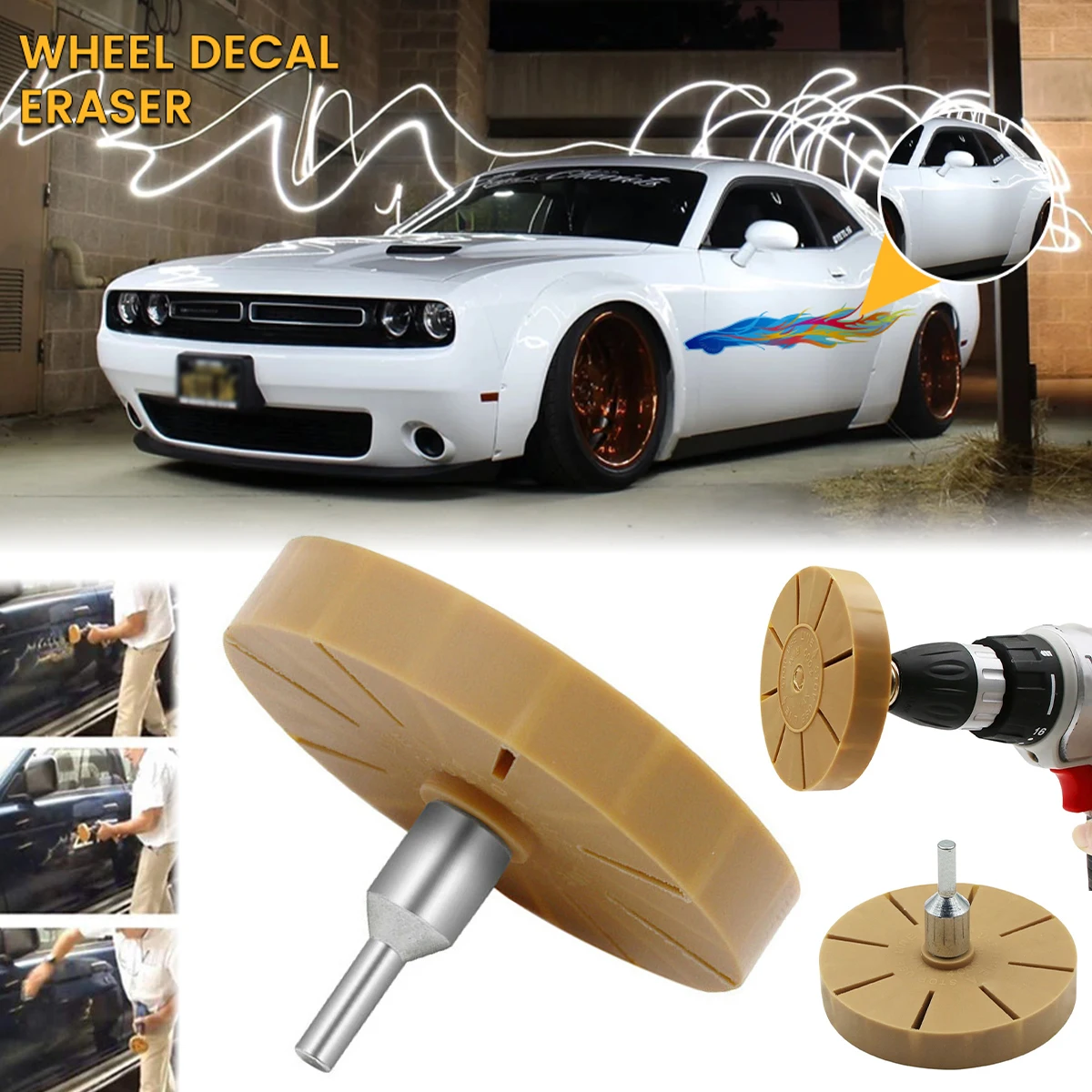 3.5Inch Decal Eraser Wheel Car Sticker Film Glue Remover Pin Stripe Adhesive Removal Tool Double Sided Adhesive Decal Remover