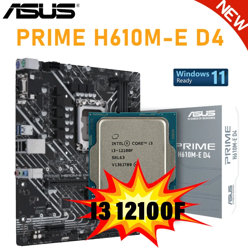 ASUS PRIME H610ME D4 + +i3 12100F Intel H610 Motherboard Kit LGA 1700