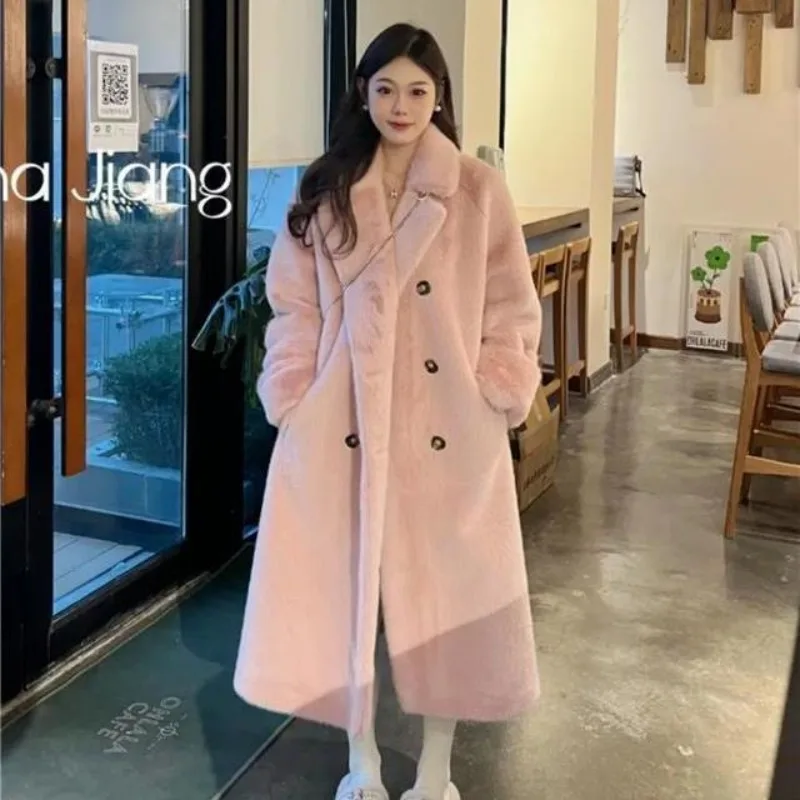 

Chic Long Imitation Mink Fur Coat with Cotton Thickened Imitation Fur Coat Women Fashion 2023 Winter Overcoat Elegant Fur Coats