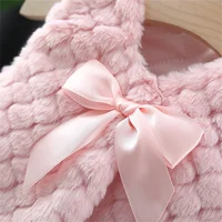 Toddler Winter Fury Coat Baby Girl Bowknot Solid Color One Button Loose And Versatile Outerwear Artificial Fur Vest 6