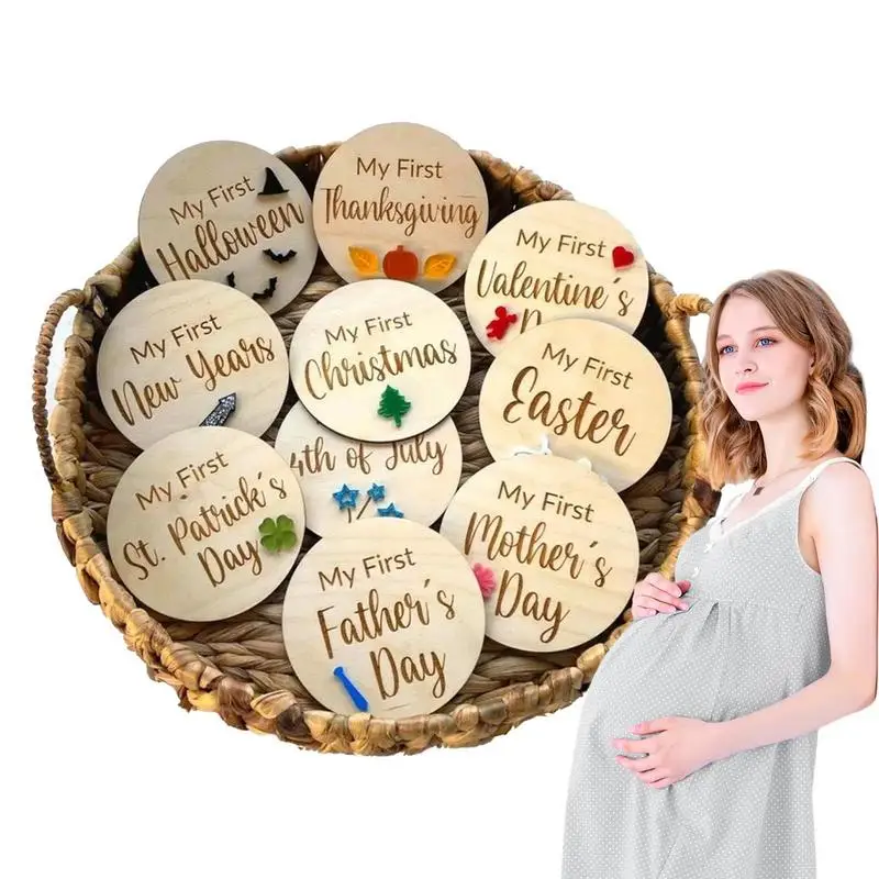 

First Holiday Milestone Signs 10pcs Baby Months Milestone Cards For First Holiday Baby First Milestone Cards Ornaments Expecting