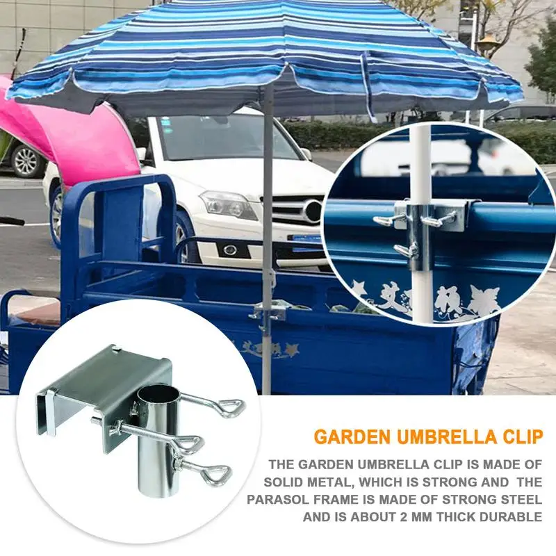 Garden Courtyard Parasol Holder Heavy Duty Umbrella Clamp Metal Umbrella Stand For Outdoor Railing Support Stand