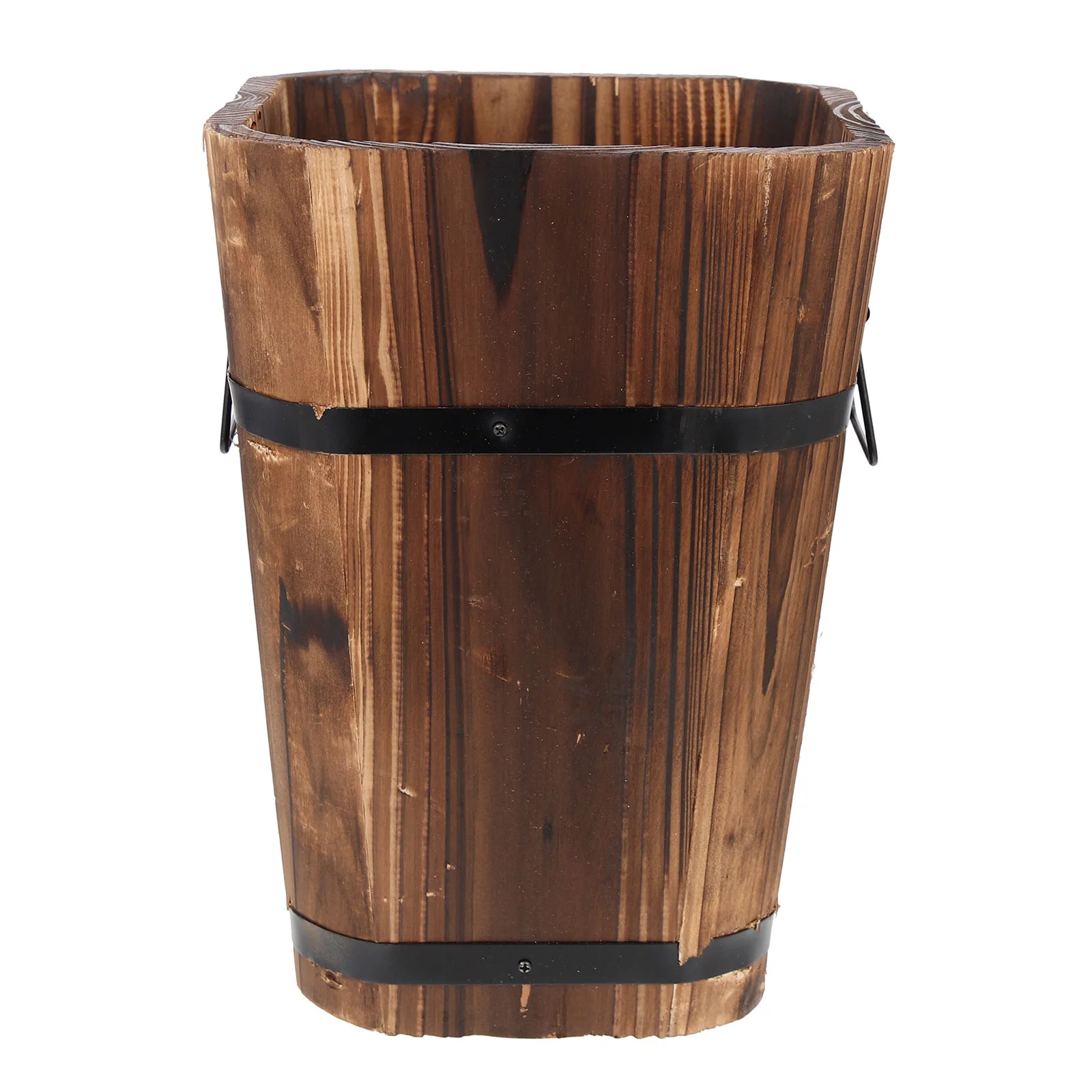

Flowerpot Pots for Indoor Plants Retro Decor Creative Wooden Planter Carbonized