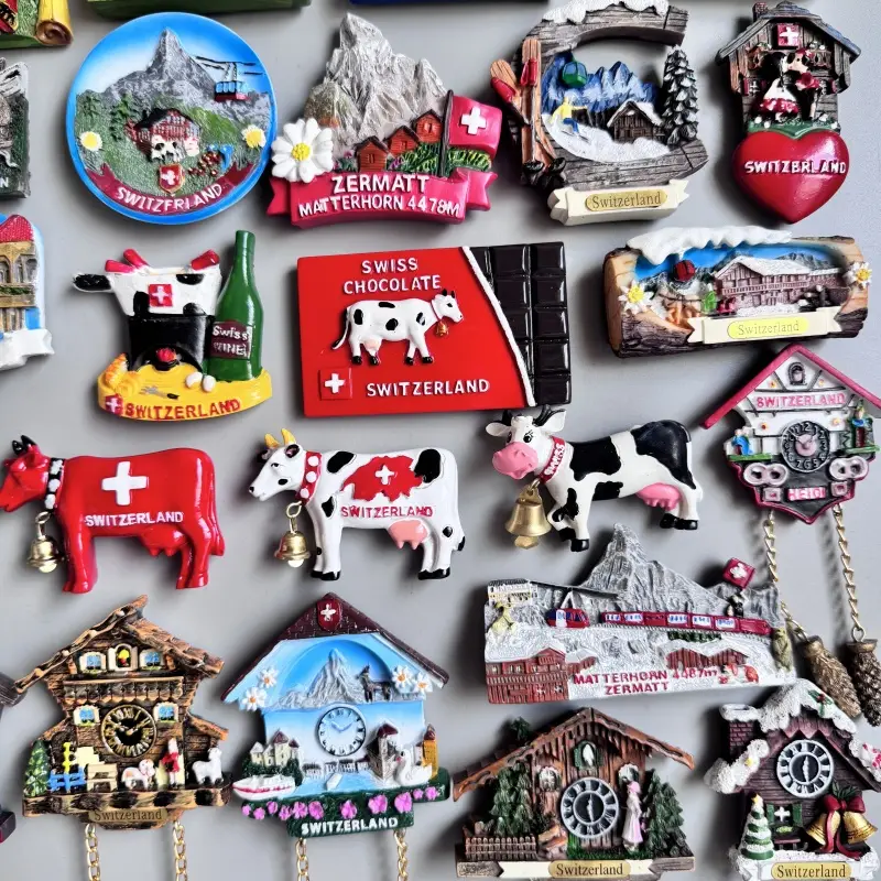 Switzerland Fridge Magnets Bern Zurich Zermart Luzern Swiss Dairy Cow Jungfraujoch Skiing Cuckoo Clock Home Decor Collection - Image 6