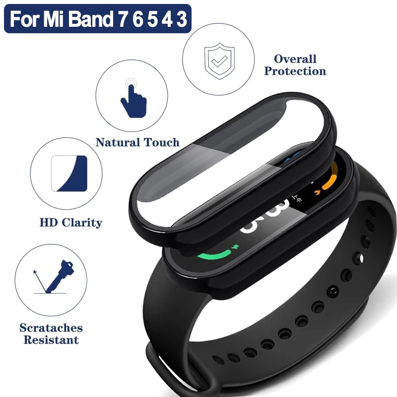 

Screen Protector Case+3D Protective Film for Xiaomi Mi Band 7 6 5 4 3 Full Coverage Protective Cover for Miband 6 7 Band 5 4 NFC