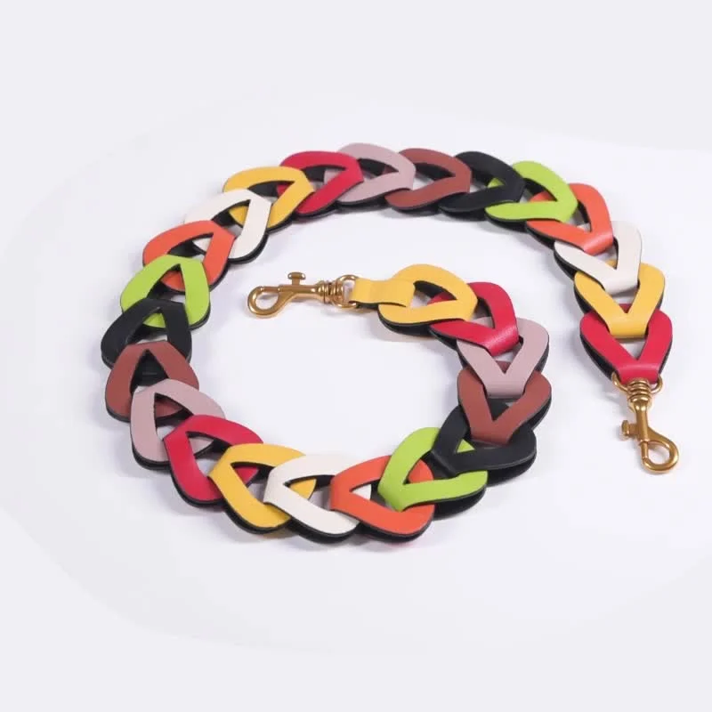 Triangle Hollow Chain Strap for Shoulder bags leather Candy Color Wide handle Brass hanger Belt Straps for Crossbody Women Bag