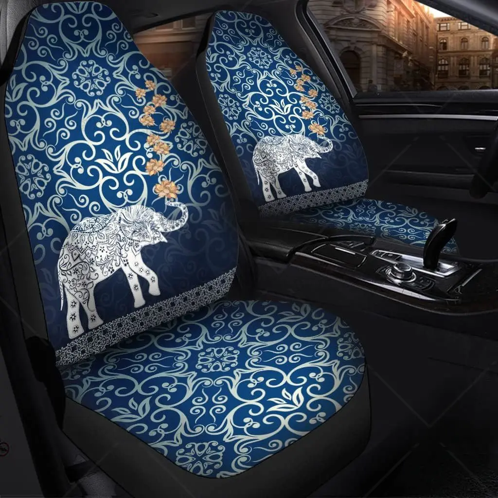 카시트 코끼리 커버, 파란색 코끼리 디자인, 독특한 자동차 앞 좌석 커버, 2 개 세트, 범용, 대부분의 차량 세단에 적합