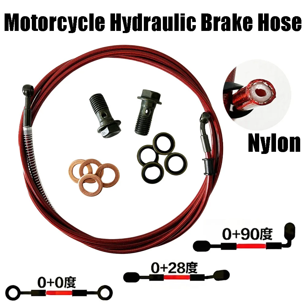 

0°- 28°- 90° Multi Directional Universal Motorcycle Braided Brake Hose Line 100mm-5000mm Steel Hydraulic Clutch Banjo Oil Pipe