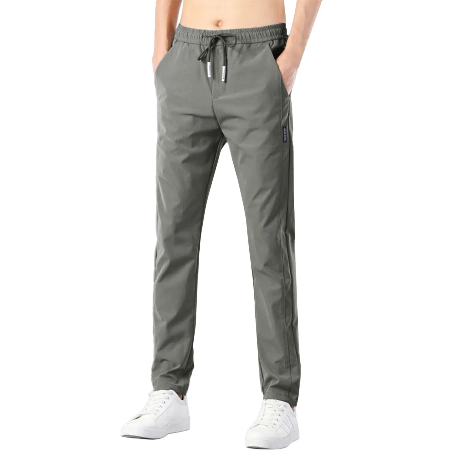 Men Pants Men'S Fast Dry Stretch Pants Ice Cool Breathable Straight Pants Running Jogger Trousers Drawstring Sweatpants With Pockets