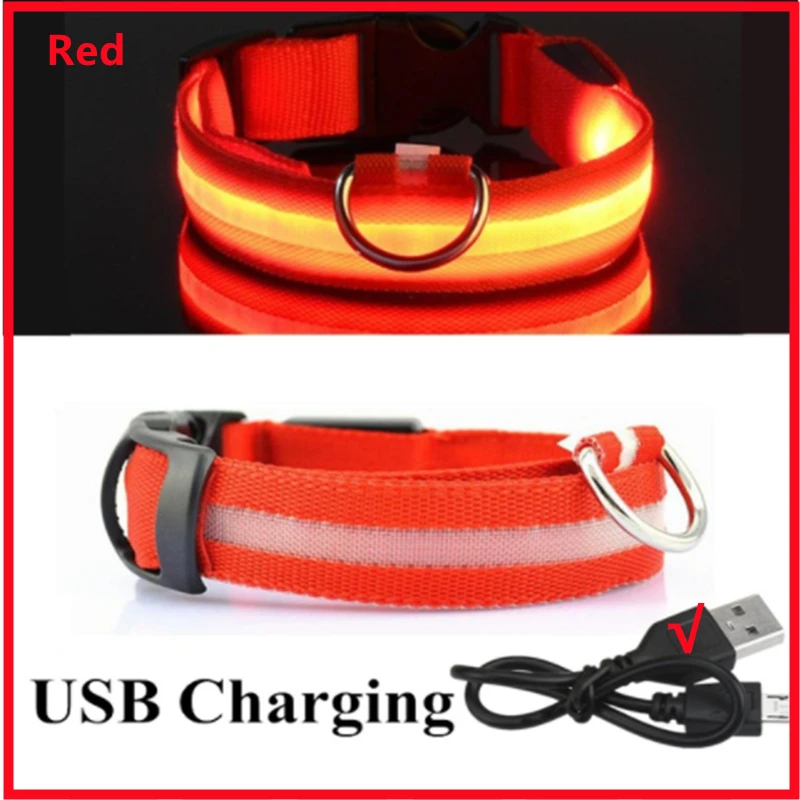 USB Rechargeable Luminous Collar Adjustable Glowing Dog Collar for Large Small Dogs Cat Night Light Collar Pet Safety Harness 