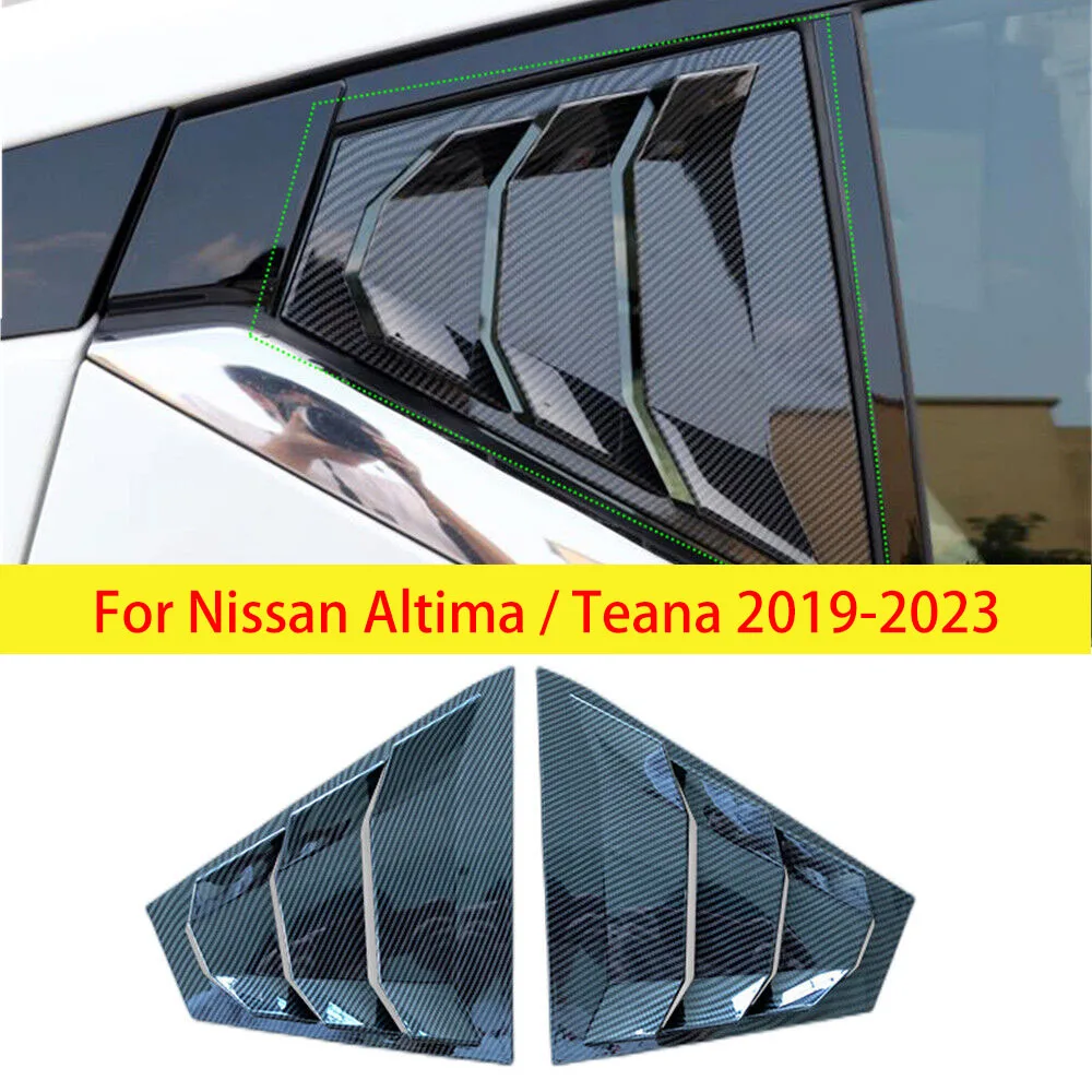 

For Nissan Altima / Teana 2019-2023 Car Rear Louver Window Side Shutter Cover Trim Sticker Vent Scoop ABS Carbon Fiber Black