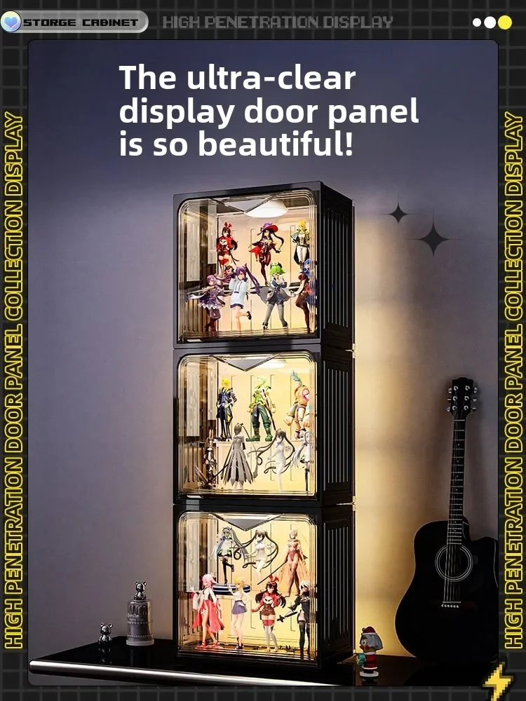 All-Hard Material Figure Display Cabinet Blind Box Storage Showcase Brick Lego Rack Transparent Model Toy Box decoration fairy