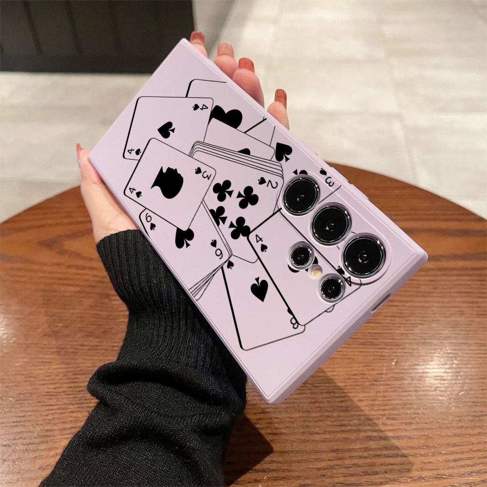 Monochrome Playing Cards Design TPU Protective Phone Cover