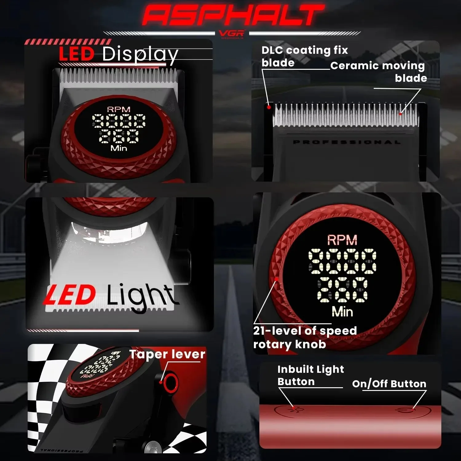 VGR ماكينت حلاقة رجالي دبوس الشعر المهنية مقص الشع...