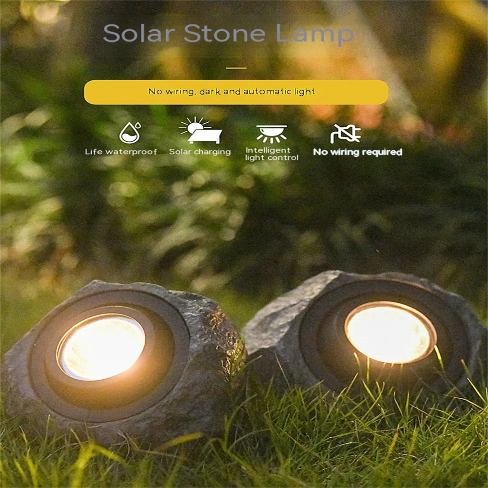 

Solar Lawn Stone Lamp Waterproof Outdoor Landscape Spotlight Rock Light For Yard Pathway Patio Fence Park Lighting