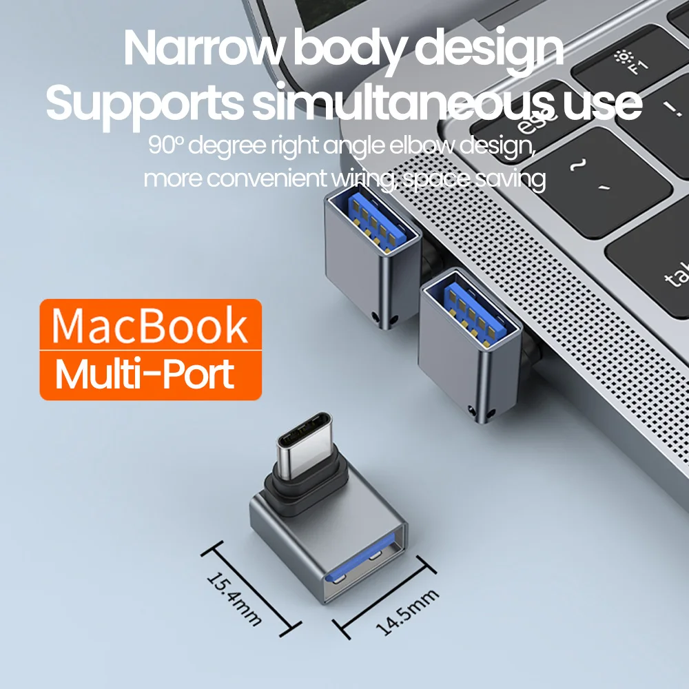 USB3.0 OTG 어댑터 유형-C 남성-USB 여성 90D 엘보우 데이터 전송 커넥터(휴대폰용) 태블릿 노트북 컴퓨터 액세서리
