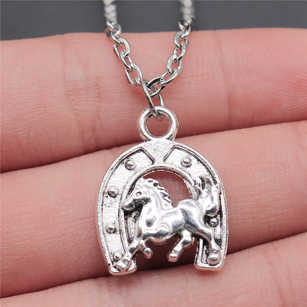 Dropshipping Antique Silver Color 23x17mm Horseshoe Horse Pendant