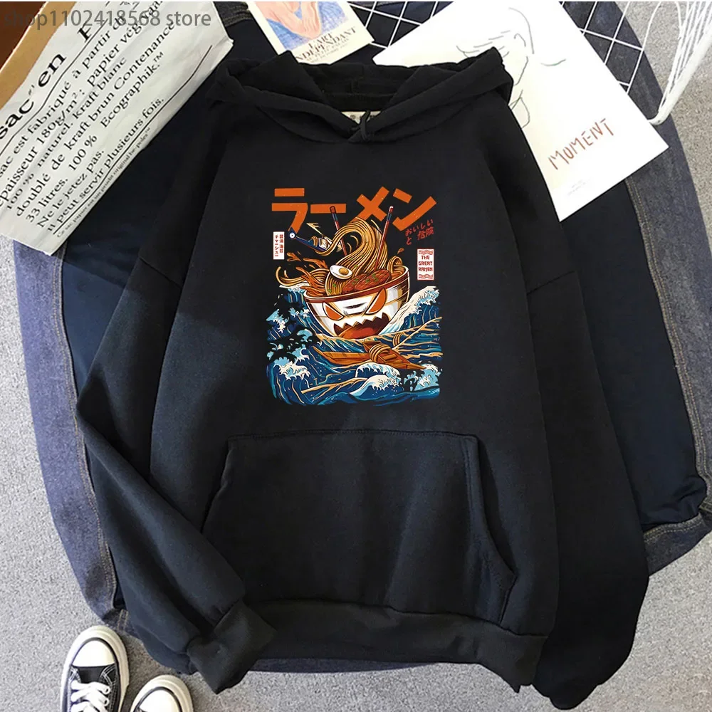 

The Great Ramen Off Kanagawa Hoodies Cartoon Japanese Style Sweatshirt Men Pullover Y2k Sudaderas Winter Clothes Women Coats