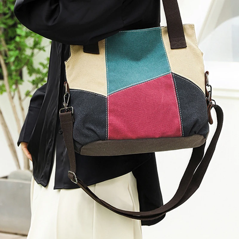 Canvas Women's Bag New Fashion Simple Retro Women's Shoulder Bag Leisure Large Capacity Travel Crossbody Bag Handbag