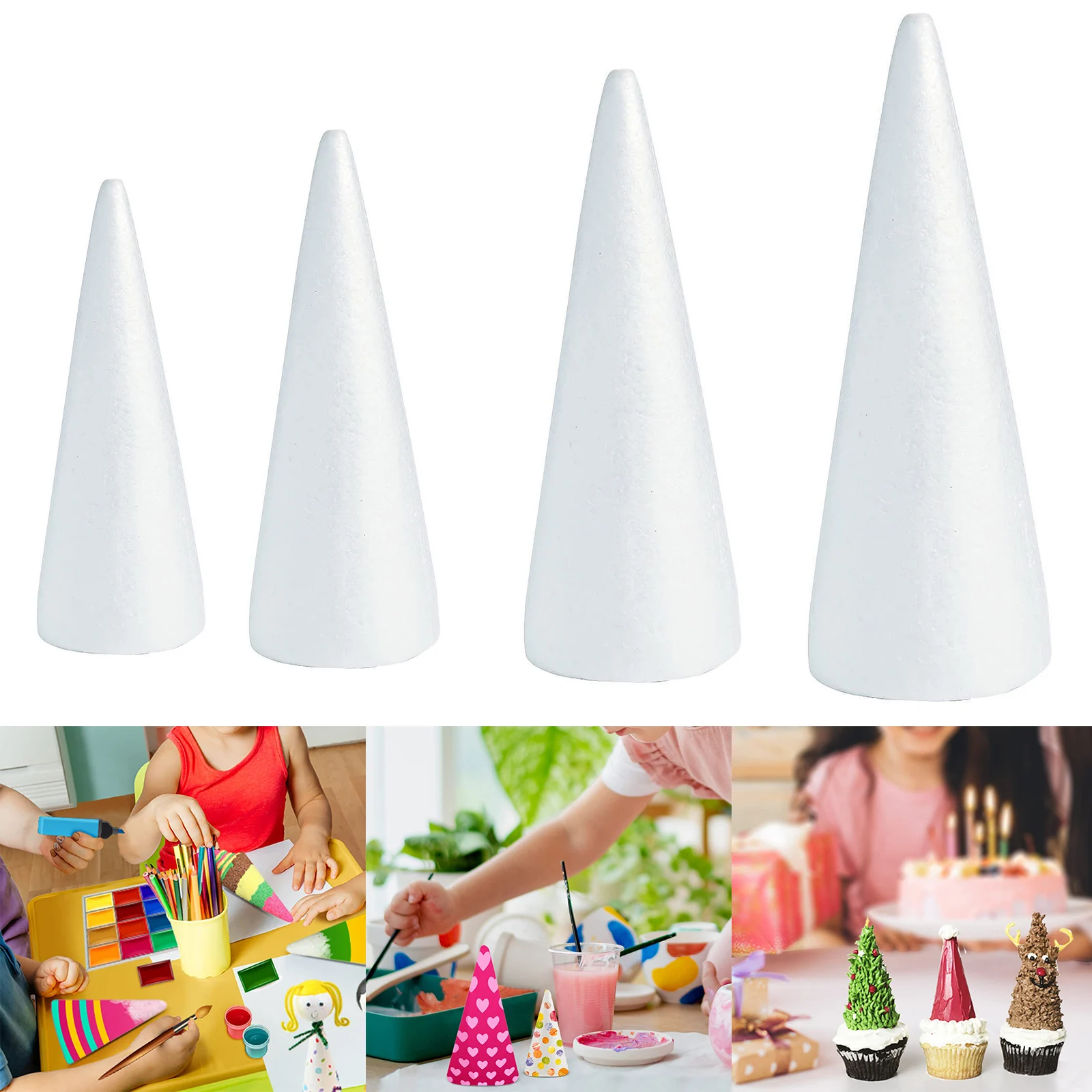 

Christmas Foam Cones Polystyrene Foam Tip Cone DIY Craft Accessory Handmade Party Celebration Festival Decorations