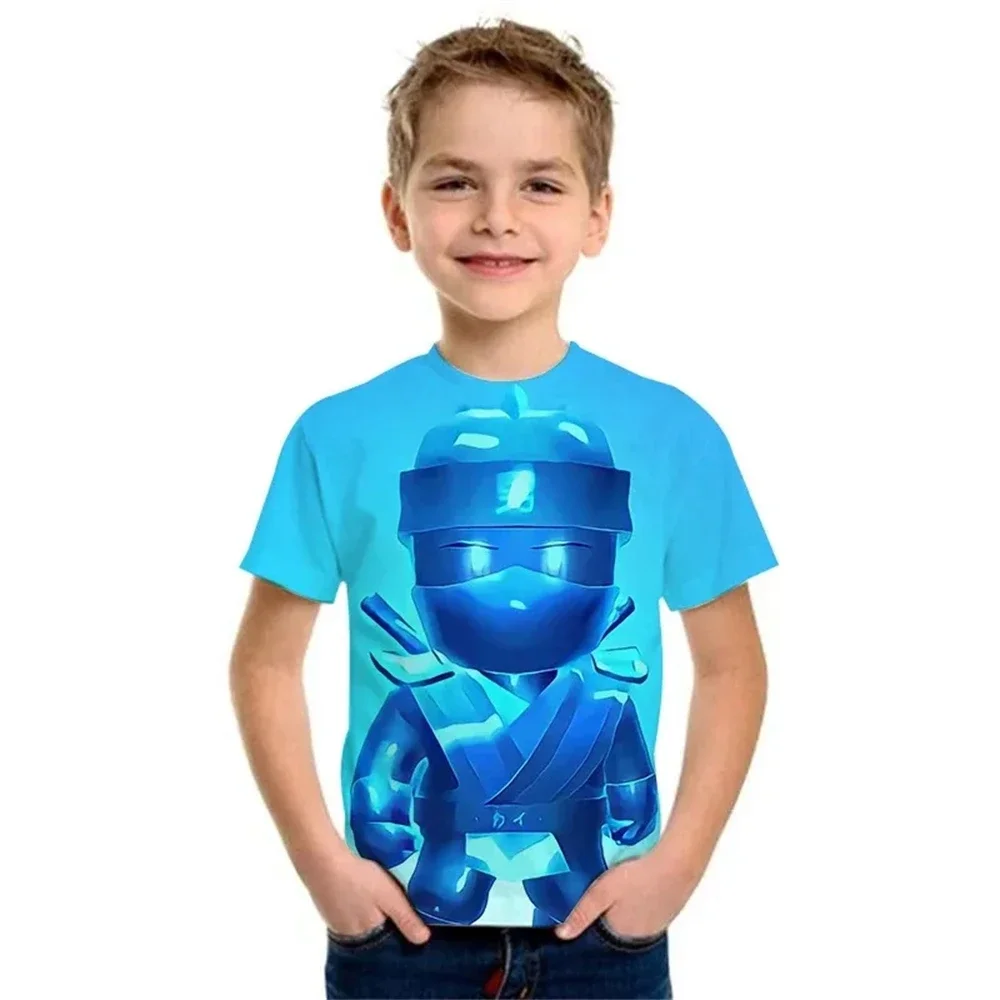 Potknięcie się Guys gra koszulka dziecięca z nadrukiem 3D odzież dziecięca Harajuku Cartoon Tees Casual Fun najlepsze ubrania Girls chłopięcy T-Shirt 2024