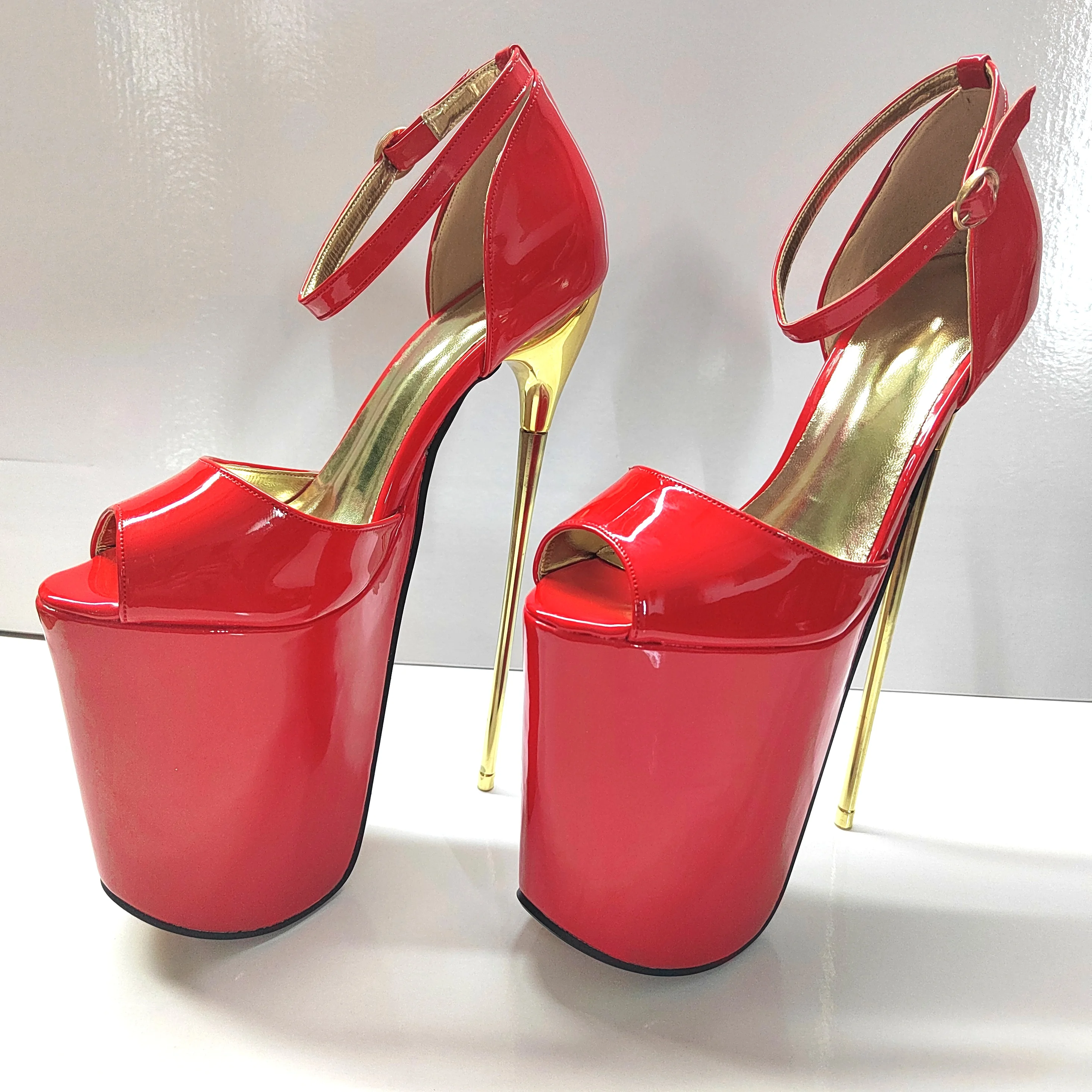Summer 2025 Nightclub Women Shoes Sexy Open Toe Party Pumps Big Size Sandals 22CM Metal Thin High Heels Narrow Band Stilettos 4