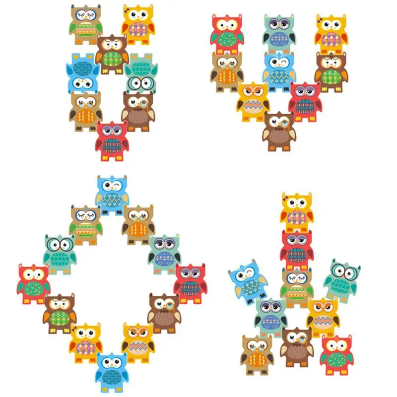 

Деревянная сова, игрушечные блоки, балансирующие игрушки для детей, игрушки для укладки, сенсорные игрушки, балансирующие камни, милая сова, игрушка