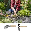 Dual Use Small Hoe Farm Garden Tools Small Lawn Rake Weeding Rake Labor-saving Loosening Soil Handheld Hoe 2