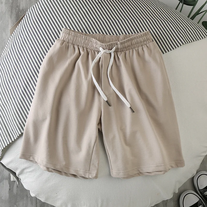 2024 Summer Loose Solid Color Shorts Men's Sports Triple Pants Beach Pants Trendy Casual M-3XL