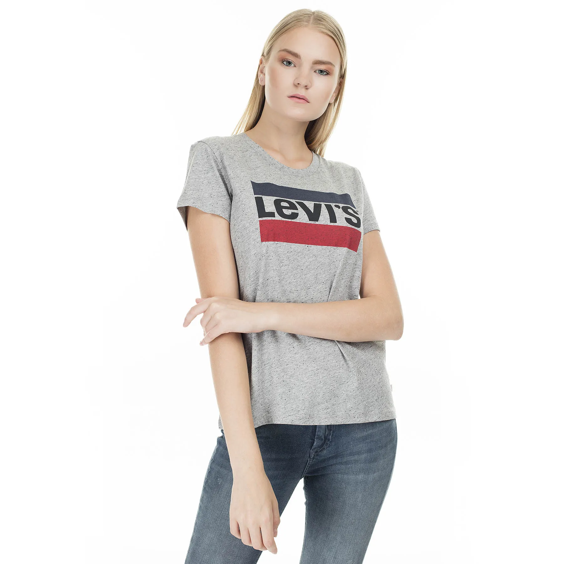 Levi's Базовая Хлопковая женская футболка с вырезом лодочкой футболки коротким