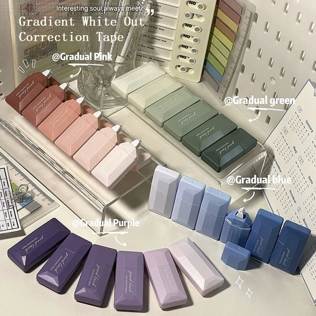 6 Pcs Correction Tape Gradient White Out Instagram Style For Student Use Silent Large Capacity Portable Compact School Supplies 1