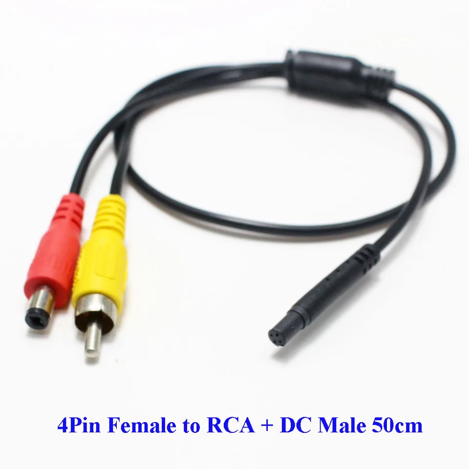 Cavo Adattatore 4 Pin Femmina A RCA Femmina Per Telecamere CCTV - Con Cavo Alimentazione 5.5x2.1 Mm E Adattatore RCA Maschio-Maschio, Lunghezza 1m